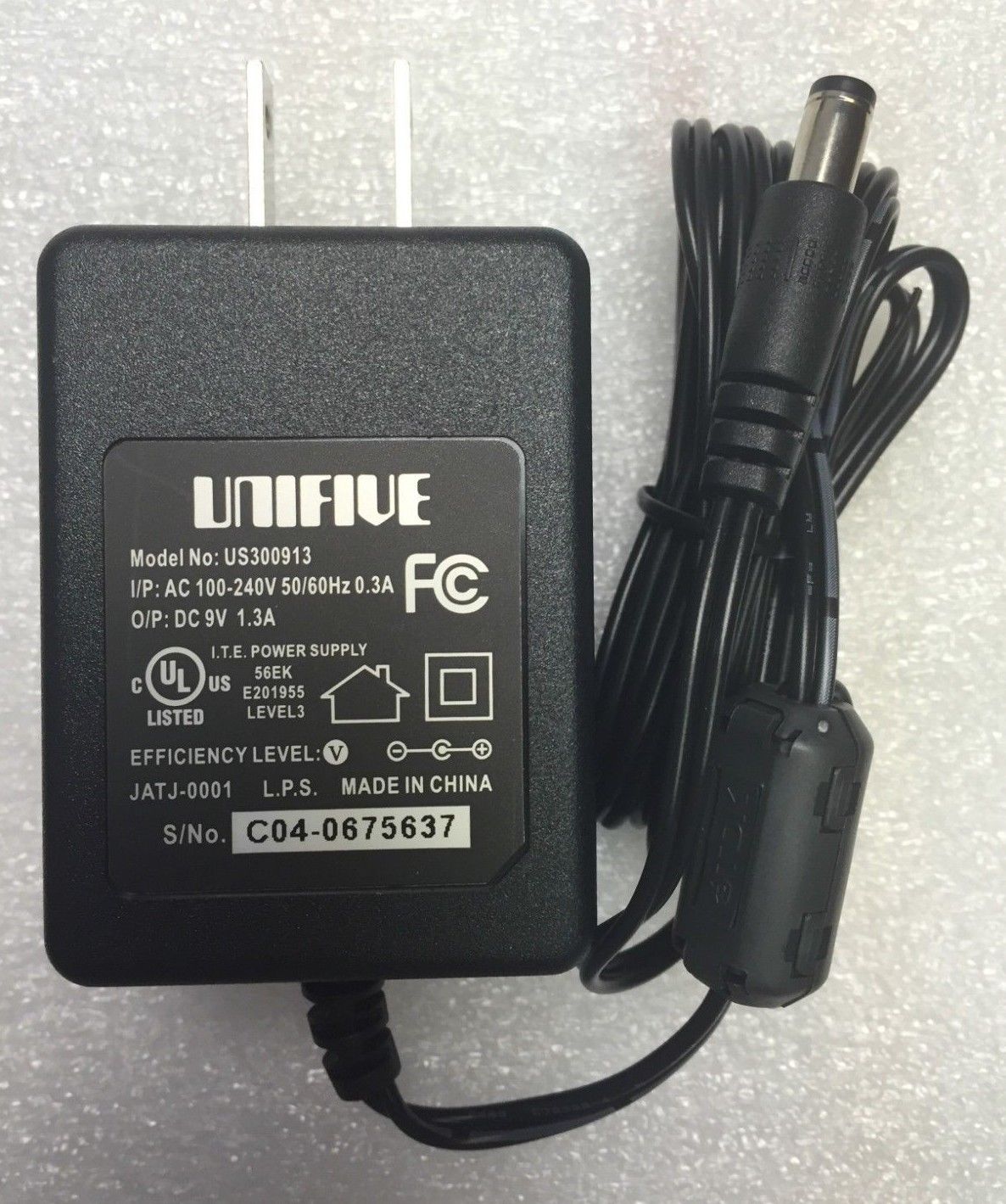 Brand New AC DC Adapter 9V 1.3A Unifive US300913 power adaptor